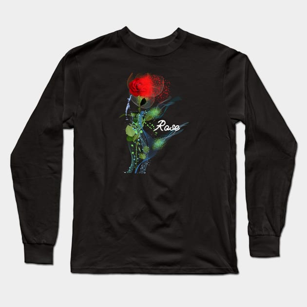 Rose Flower Long Sleeve T-Shirt by MAU_Design